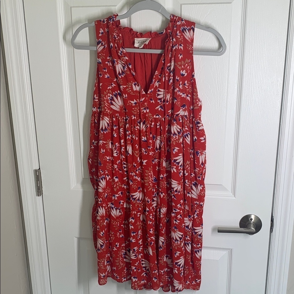 Sezane red floral dress size 4